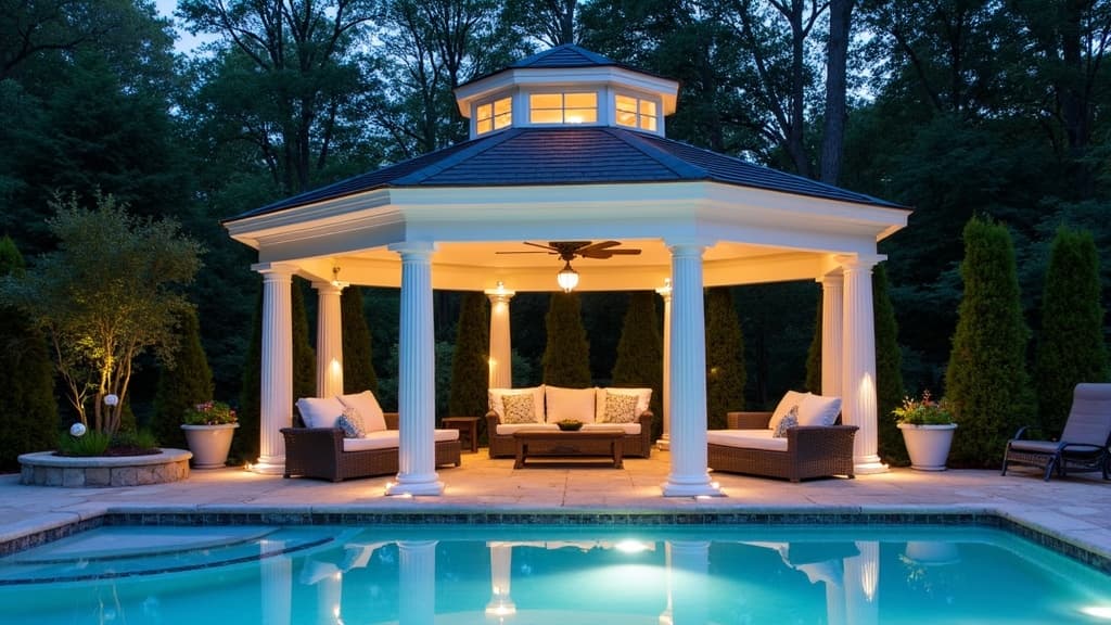Hardtop gazebo pool area Suffolk