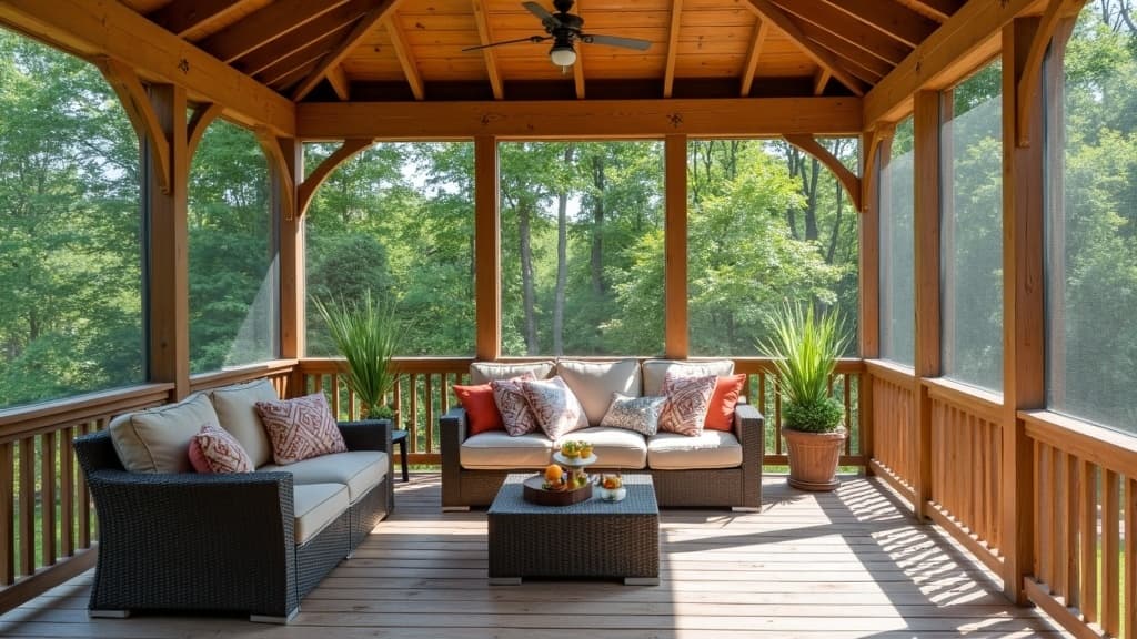 Screened pavilion outdoor dining